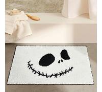 Ouyattle Jack Skellington Halloween Round Bath Mat 16''W x 24''L, Non-Slip Washable Soft Absorbent Shaggy Bath Rug Spooky Creepy Cute Halloween Shower Floor Bathroom Mat