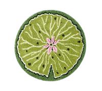 Ouyattle Lotus Leaf Shaped Tufted Bath Mat Non Slip Machine Washable, Cute Green Boho Floral Water Lily Leaves Bathroom Mat Absorbent, Luxury Summer Nature Botanical Pond Bath Rugs for Bathroom Shower