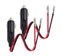 OUYFBO 2 Pack Male Cigarette Lighter Plug 12V 24V Heavy Duty 14 AWG Male Plug with 1ft Extension Cable and LED Light, 14AWG Car Replacement Heavy Duty Male 15A Fused Cigarette Lighter Socket Cord