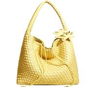 OUYGZOU Woven Tote Bag for Women, Shoulder Handbags, Beach Hobo, Handwoven Satchel Underarm Bag, Top-Handle Bag With Purses, Goose Yellow, One Size