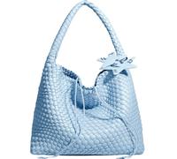 OUYGZOU Woven Tote Bag for Women, Shoulder Handbags, Beach Hobo, Handwoven Satchel Underarm Bag, Top-Handle Bag With Purses, Lullaby Blue, One Size
