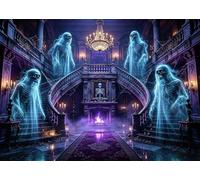 OUYIDA 7x5FT Halloween Backdrop Spooky Medieval Castle Horror Haunted House Ghost Skull Photography Background for Halloween Spooky Party Decoration Banner Photo Booth Props