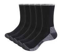 OUYJIA Women's Black Sports Socks Moisture Wicking Cushioned Crew Socks Performance Gym Golf Tennis Sock Training Athletic Sock For Women Ladies 4-7, Multipack, 5 Pairs