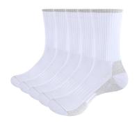 OUYJIA Women's Sports Socks Moisture Wicking Womens Socks White Cotton Cushioned Crew Socks Performance Gym Golf Tennis Training Athletic Socks For Women Ladies 4-7, Multipack, 5 Pairs