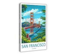 OUYKAN San Francisco Golden Gate Travel Print Wall Art San Francisco Wall Hanging Home Décor San Francisco California (2) Canvas Poster Wall Art Decor Print Picture Paintings for Living Room Bedroom D