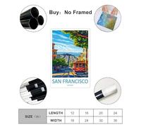 OUYKAN San Francisco Travel Print Wall Art San Francisco Wall Hanging Home Décor California Lover Gift Canvas Poster Wall Art Decor Print Picture Paintings for Living Room Bedroom Decoration Unframe 1