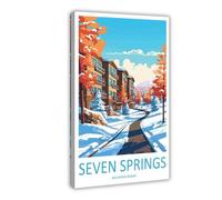 OUYKAN Seven Springs Resort Travel Print Wall Art Seven Springs Wall Hanging Home Décor Pennsylvania Canvas Poster Bedroom Decor Sports Landscape Office Room Decor Gift Frame 12x18inch