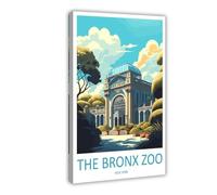 OUYKAN The Bronx Zoo Travel Print Wall Art The Bronx Zoo Wall Hanging Home Décor The New York State Gift Lover Poster Canvas Poster Bedroom Decor Sports Landscape Office Room Decor Gift Frame 12x18inc