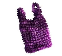 Ouyniei 10pcs Magic Stretchable Shopping Bags - Large Capacity Wrinkled Bubble Multi-functional Elastic Grocery(Purple)