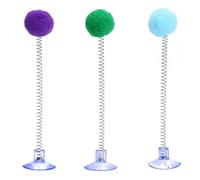 Ouyniei 1Pc/3Pcs Fur Ball Spring Cat Toy with Suction Cup, Interactive Teaser Wand for Indoor Cats, Cat Scratcher Toy Supply, Multicolored(3pcs)