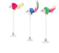 Ouyniei 1Pc/3Pcs Swinging Mouse Cat Toy with Suction Cup, Spring and Feather for Play(3pcs)
