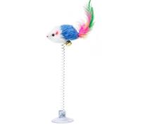 Ouyniei 1Pc/3Pcs Swinging Mouse Cat Toy with Suction Cup, Spring and Feather for Play(Blue)
