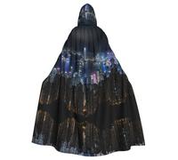 Ouyniei Aerial Night Of View Hong Kong Print Adult Unisex Robes Capes Hooded Cloak For Cosplay Halloween Carnival Costumes Party