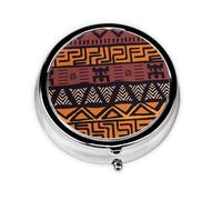 OUYNIEI African Mud Cloth Tribal Printed Round Pill Box Pill Storage Bag