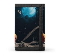 Ouyniei Astronaut Crashed on The Moon Wallet-Ultra Slim Minimalist Purse Trifold Wallet Credit Card Holder for Men And Women