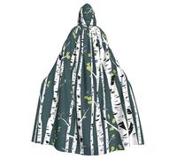 Ouyniei Beauty Birch Tree Print Adult Unisex Robes Capes Hooded Cloak For Cosplay Halloween Carnival Costumes Party