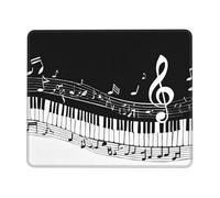 Ouyniei Black White Music Note Printed Mousepad Non-Slip Desk Pad Mousepad with Stitched Edges