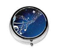 OUYNIEI Blue Music Printed Round Pill Box Pill Storage Bag