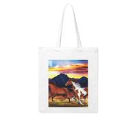 Ouyniei Canvas Tote Bag For Women Running Horses Print Lightweight Shopper For Books, Groceries, Beach & Work