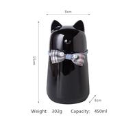 Ouyniei Cat Shaped Urn, Ceramic Pet Ashes Container with Bow Design, Waterproof Memorial Box for Cat Ashes, Cross-border Supply(Black)