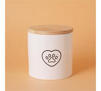 Ouyniei Ceramic Pet Urn with Cute Patterns, Bamboo Sealed Lid Ashes Container, Small Medium Large Sizes Pet Memorial Box(Middle Black Heart Paw Print)