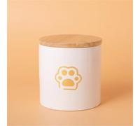 Ouyniei Ceramic Pet Urn with Cute Patterns, Bamboo Sealed Lid Ashes Container, Small Medium Large Sizes Pet Memorial Box(Middle Golden Paw Print)