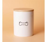 Ouyniei Ceramic Pet Urn with Cute Patterns, Bamboo Sealed Lid Ashes Container, Small Medium Large Sizes Pet Memorial Box(Large Black Bone)