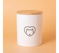 Ouyniei Ceramic Pet Urn with Cute Patterns, Bamboo Sealed Lid Ashes Container, Small Medium Large Sizes Pet Memorial Box(Middle Black Heart Cat Head)