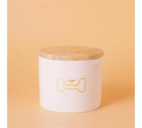 Ouyniei Ceramic Pet Urn with Cute Patterns, Bamboo Sealed Lid Ashes Container, Small Medium Large Sizes Pet Memorial Box(Small Golden Dog Bone)