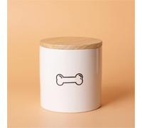 Ouyniei Ceramic Pet Urn with Cute Patterns, Bamboo Sealed Lid Ashes Container, Small Medium Large Sizes Pet Memorial Box(Middle Black Bone)