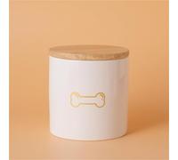 Ouyniei Ceramic Pet Urn with Cute Patterns, Bamboo Sealed Lid Ashes Container, Small Medium Large Sizes Pet Memorial Box(Middle Golden Bonesc)