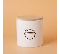 Ouyniei Ceramic Pet Urn with Cute Patterns, Bamboo Sealed Lid Ashes Container, Small Medium Large Sizes Pet Memorial Box(Middle Black Planet)