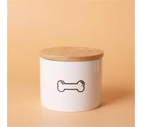Ouyniei Ceramic Pet Urn with Cute Patterns, Bamboo Sealed Lid Ashes Container, Small Medium Large Sizes Pet Memorial Box(Small Black Bone)