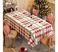 Ouyniei Christmas Tablecloth, PVC Material Dining Table Cover, Multiple Sizes Red Plaid Coffee Table Mat for New Year Home Decor(140X200cm,Praise the hymn)