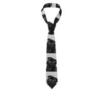 Ouyniei Classic Men'S Tie Stylish Cute Black Pug Dog Printed Silk-Like Necktie For Business, Wedding & Formal Formal Wear