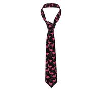 Ouyniei Classic Men'S Tie Stylish Lovely Pink Flamingos Printed Silk-Like Necktie For Business, Wedding & Formal Formal Wear