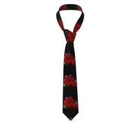 Ouyniei Classic Men'S Tie Stylish Red Roses Printed Silk-Like Necktie For Business, Wedding & Formal Formal Wear
