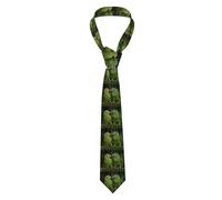 Ouyniei Classic Men'S Tie Stylish Two Parrots On Green Palm Tree Printed Silk-Like Necktie For Business, Wedding & Formal Formal Wear