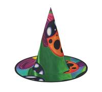 Ouyniei Colorful Ladybird printed Halloween hat halloween witch hat foldable pointed hat