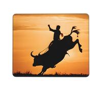 Ouyniei Cool Bull Riding Printed Mousepad Non-Slip Desk Pad Mousepad with Stitched Edges