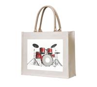Ouyniei Cool Drum Set Printed Canvas Carrying Tote Bag For Women Grocery Travel For Bridesmaids Weddings Stylish Shoulder Bags