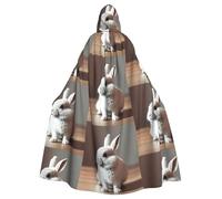 Ouyniei Cry White Rabbit Print Adult Unisex Robes Capes Hooded Cloak For Cosplay Halloween Carnival Costumes Party