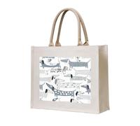 Ouyniei Cute Dachshund Dog Printed Canvas Carrying Tote Bag For Women Grocery Travel For Bridesmaids Weddings Stylish Shoulder Bags