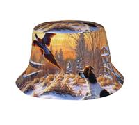 OUYNIEI Dog Catching Pheasant Printed Adult Bucket Hat Beach Fisherman's hat Outdoor Sun hat