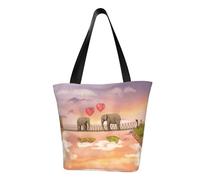 Ouyniei elephant on a bridge printed Shoulder bag large capacity handbag shopping bag