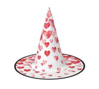 Ouyniei Falling Red Hearts printed Halloween hat halloween witch hat foldable pointed hat
