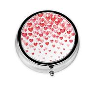 OUYNIEI Falling Red Hearts Printed Round Pill Box Pill Storage Bag