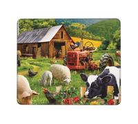 Ouyniei Farm Animals Printed Mousepad Non-Slip Desk Pad Mousepad with Stitched Edges