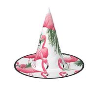 Ouyniei Flamingo Flowers printed Halloween hat halloween witch hat foldable pointed hat