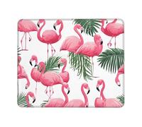 Ouyniei Flamingo Flowers Printed Mousepad Non-Slip Desk Pad Mousepad with Stitched Edges